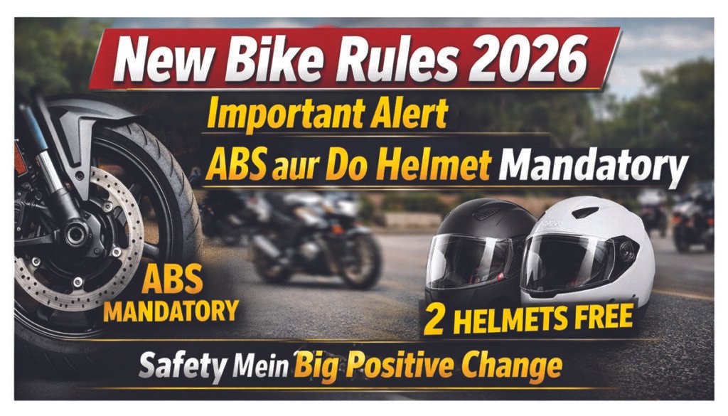 New Bike Rules 2026 ke tahat ABS aur do helmet mandatory safety update