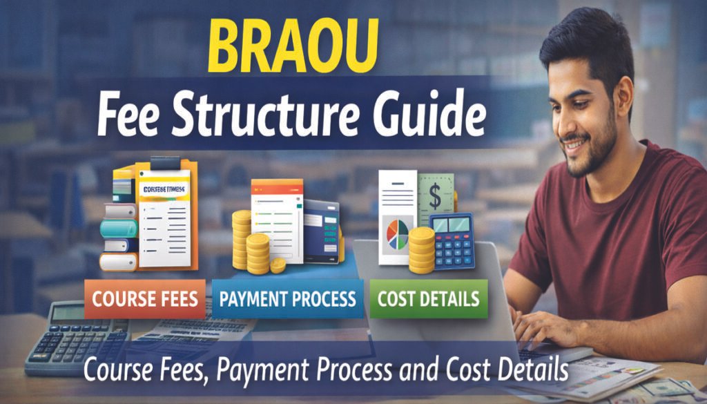 BRAOU fee structure guide thumbnail showing course fees payment process and cost details