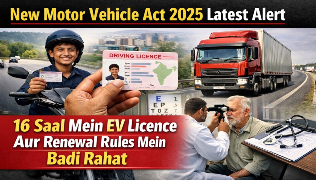 New Motor Vehicle Act 2025 ke tahat driving licence aur renewal rules mein bade badlav