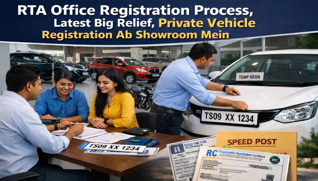 RTA office registration process for new private car and bike completed at showroom