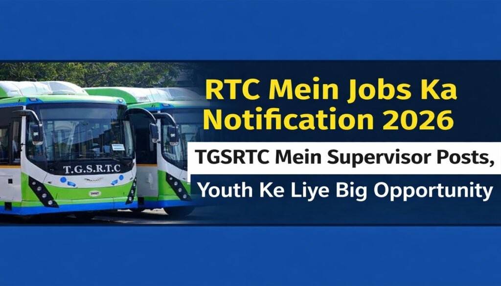 RTC Mein Jobs Ka Notification 2026 showing TGSRTC supervisor recruitment update
