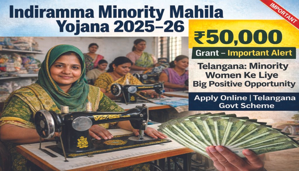 Indiramma Minority Mahila Yojana 2026 Telangana apply online registration aur ₹50,000 financial grant for minority women