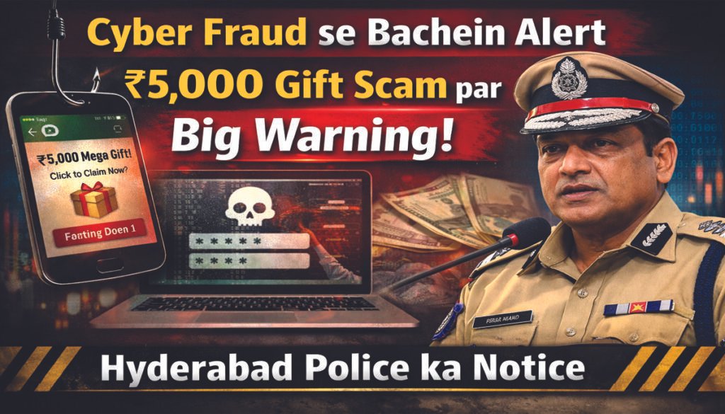 Cyber Fraud se Bachein WhatsApp ₹5000 gift scam warning by Hyderabad Police
