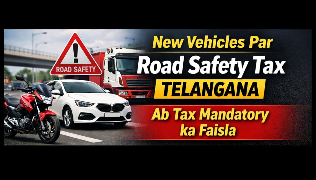 Road Safety Tax Telangana update showing extra cess on new bikes cars and heavy vehicles in the state