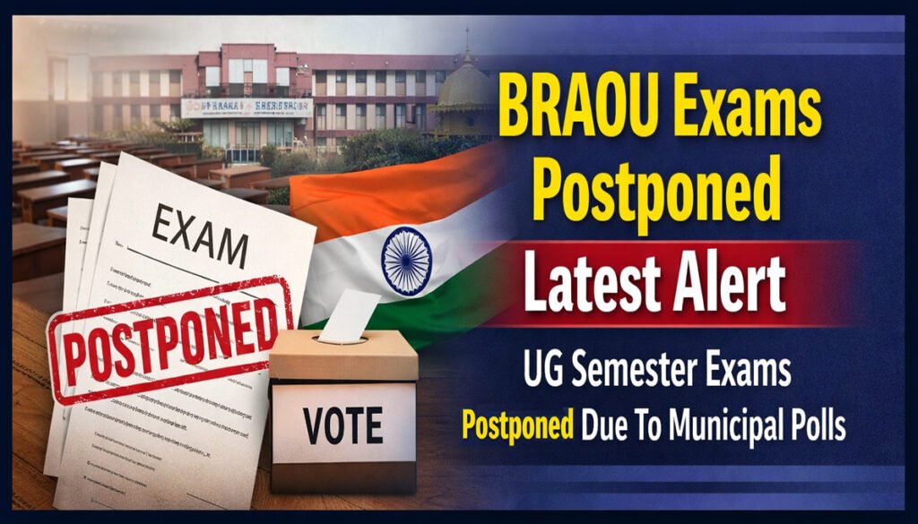 BRAOU Exams Postponed official update due to municipal elections UG semester exams rescheduled 2026