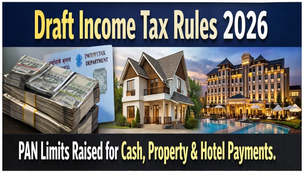 Draft Income Tax Rules 2026 PAN limits raised for cash property hotel payments
