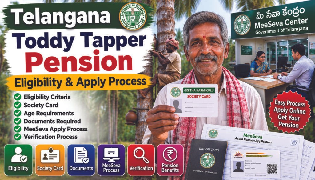 Telangana Toddy Tapper Pension Eligibility & Apply Process complete guide.