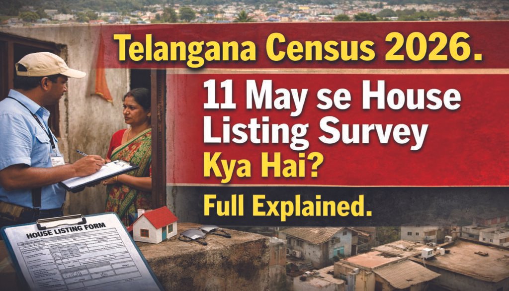 Telangana Census 2026 house listing survey officials visiting households for census data collection