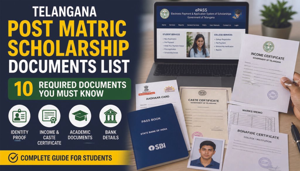 Telangana Post Matric Scholarship documents preparation